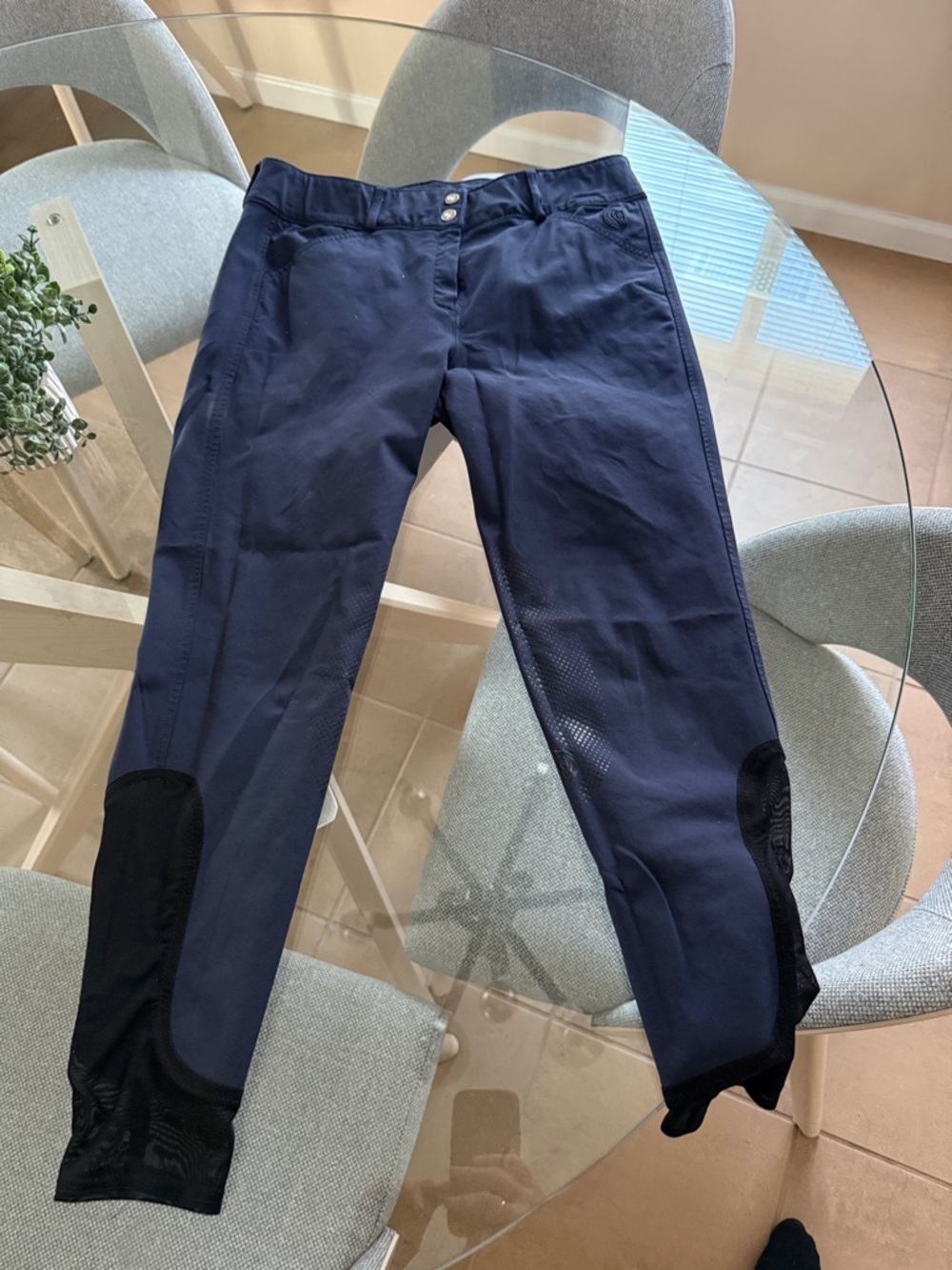 Equinavia Navy Equestrian Riding Breeches with Black Knee Patches size 32